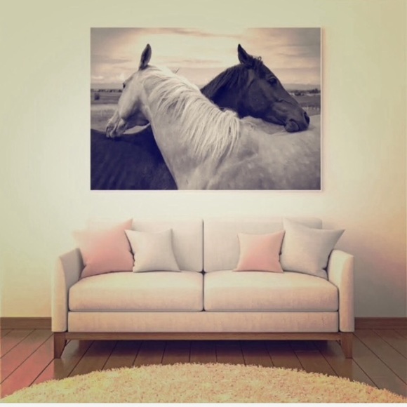 ❤️ STRETCH FRAMED Cute Cuddling Horses Canvas